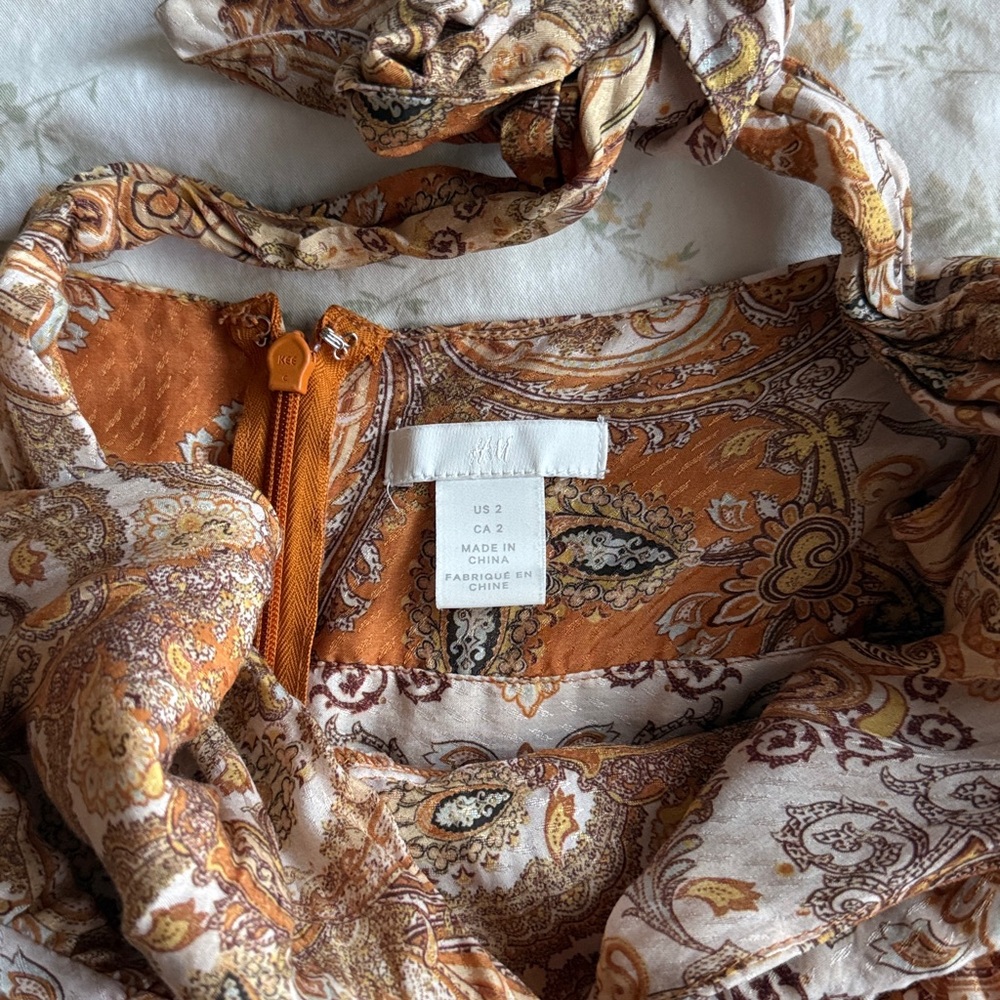 Orange handkerchief hemline midi halter neck dress size 2 in great condition - Picture 7 of 9